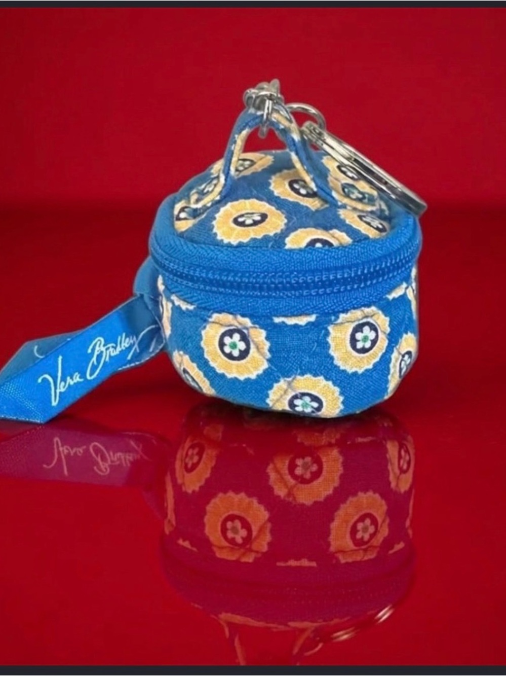 Vera Bradley Blue and Yellow Floral Keyring Coin Pouch